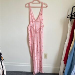 RESA Pink Slip Dress with Red Floral Print